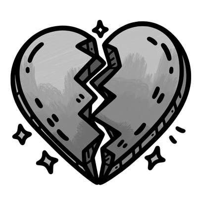 split in half heart