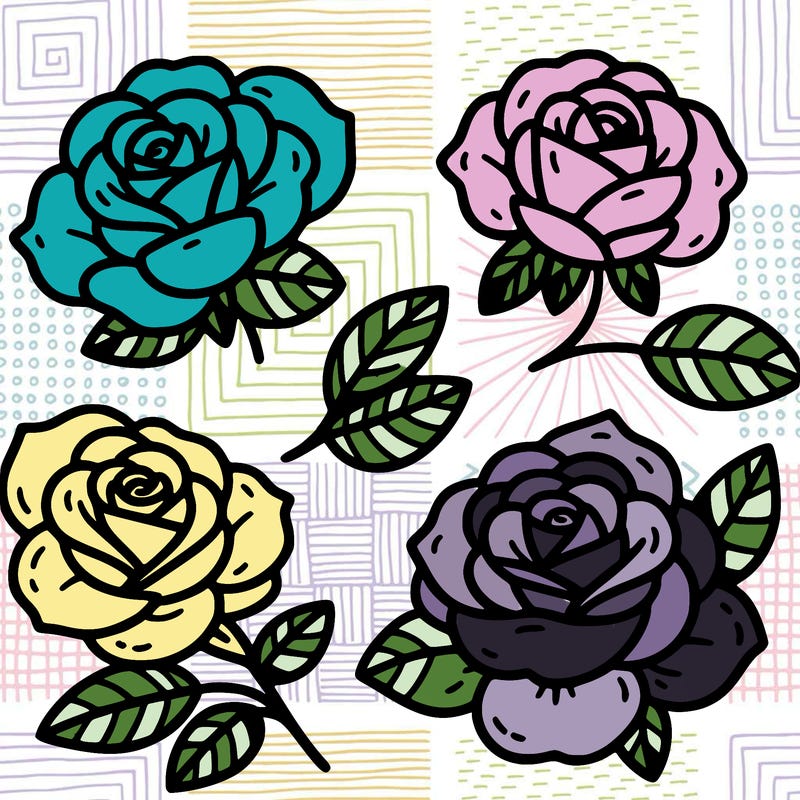 cute four pieces roses