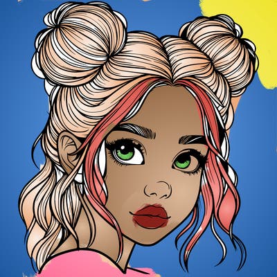 realistic girl with hair buns on her head