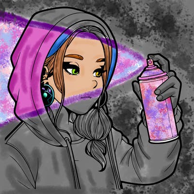 a realistic girl, spray painting