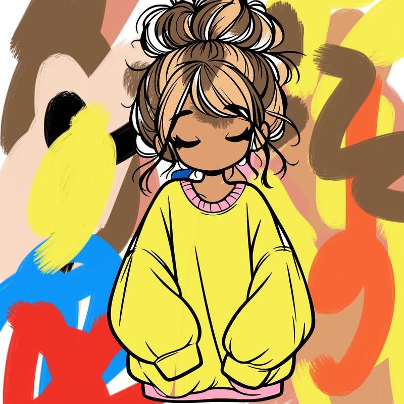 girl with baggy sweatshirt and messy bun