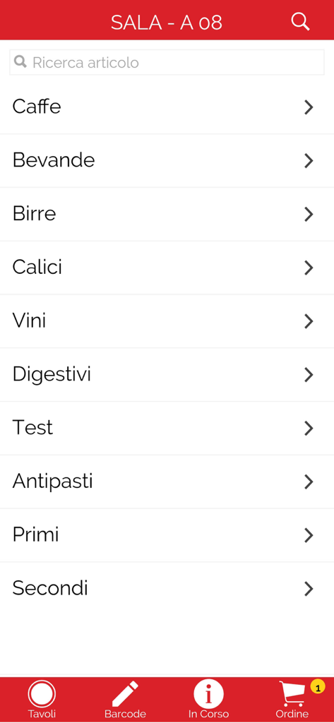 NetFood Order - Interface of the NetFood Order app showing food and beverage categories for a restaurant menu