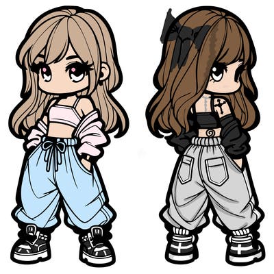 girl in crop top and baggy pants