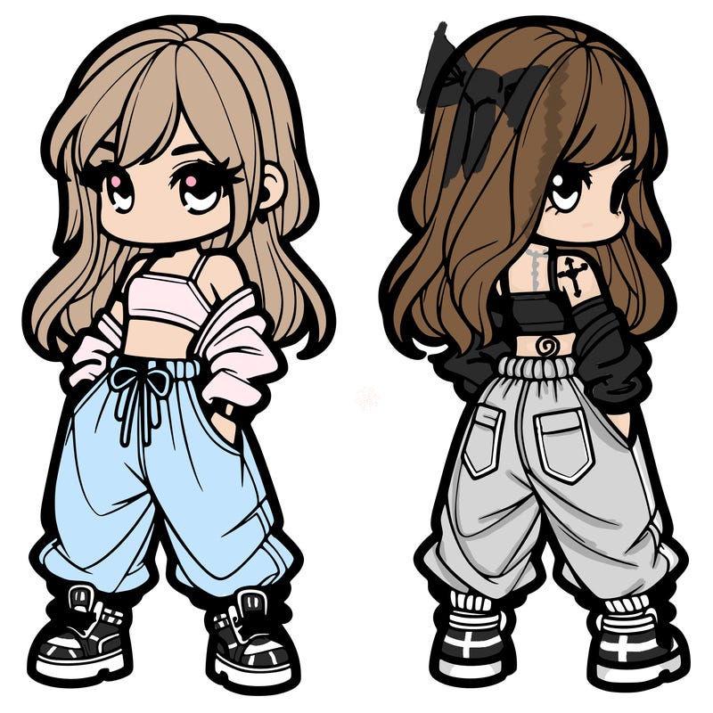 girl in crop top and baggy pants