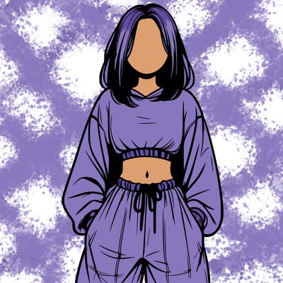 realistic girl faceless with baggy pants and a crop top