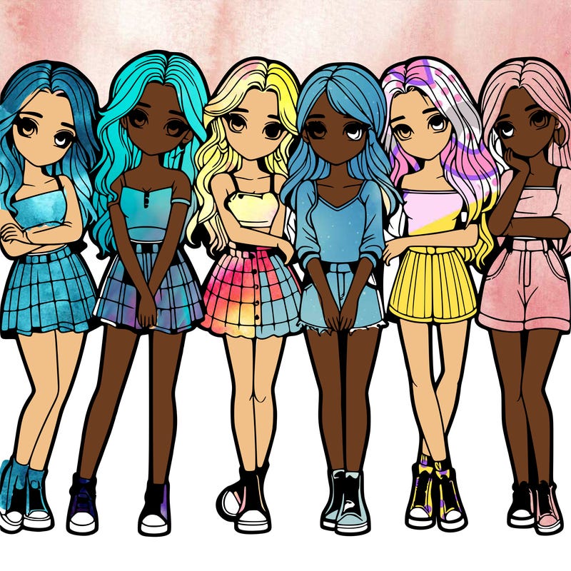 a group of girls realistic