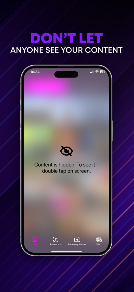 ReFile: Recovery All - ReFileアプリが表示され、背景がぼやけており、プライバシー保護のためにコンテンツが非表示になっているというメッセージが表示されているスマートフォン。