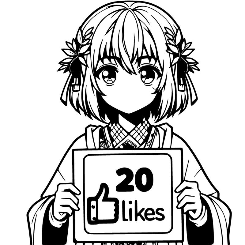 anime girl holds a 20 likes sign