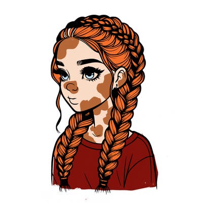 realistic girl with braids