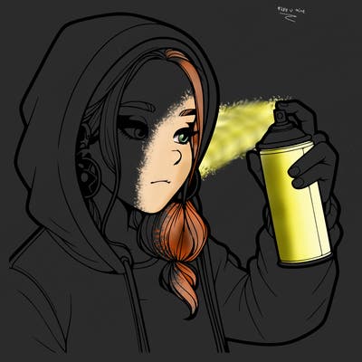 a realistic girl, spray painting