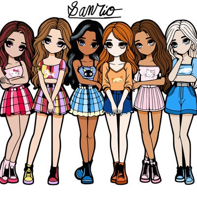 a group of girls realistic