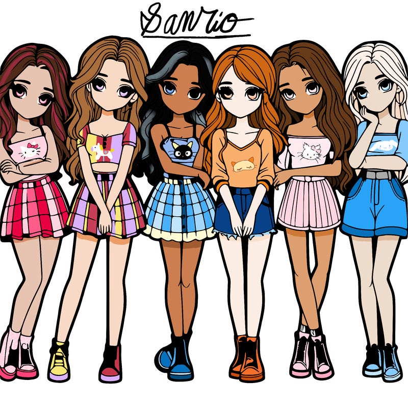 a group of girls realistic