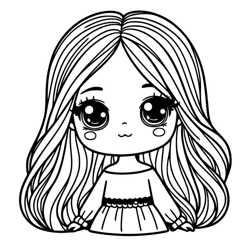 girl with long hair and big eyes