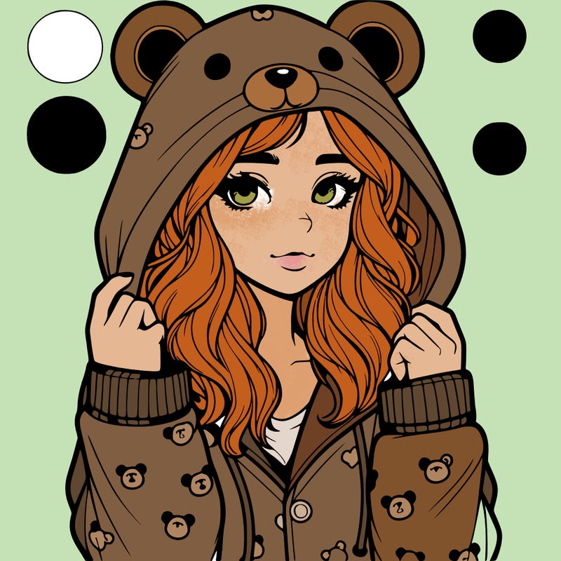 realistic girl in a animal pjs hoodie