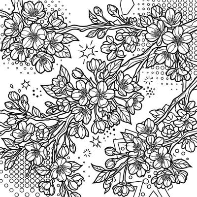 This Pop Art Cherry Blossoms coloring page blends delicate floral beauty with a bold, graphic aesthetic. Unleash your creativity on these striking outlines and playful patterns, perfect for a modern coloring experience.