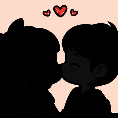 boy and girl kissing