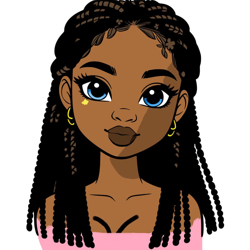a realistic black girl with braids