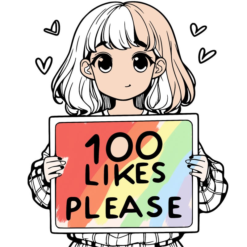 a girl holding a sign saying 100 likes please