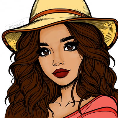 realistic girl with hat