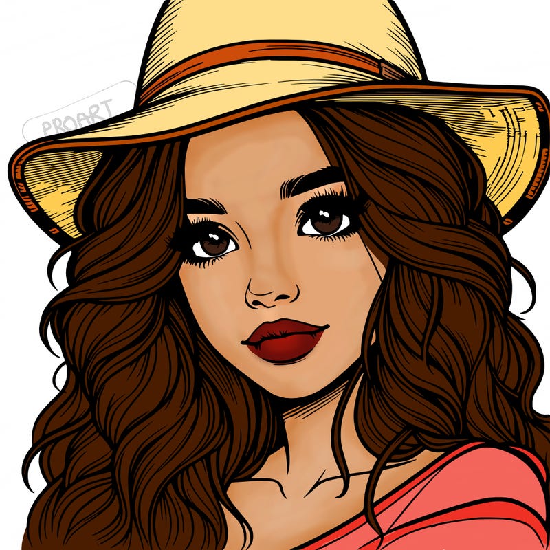 realistic girl with hat