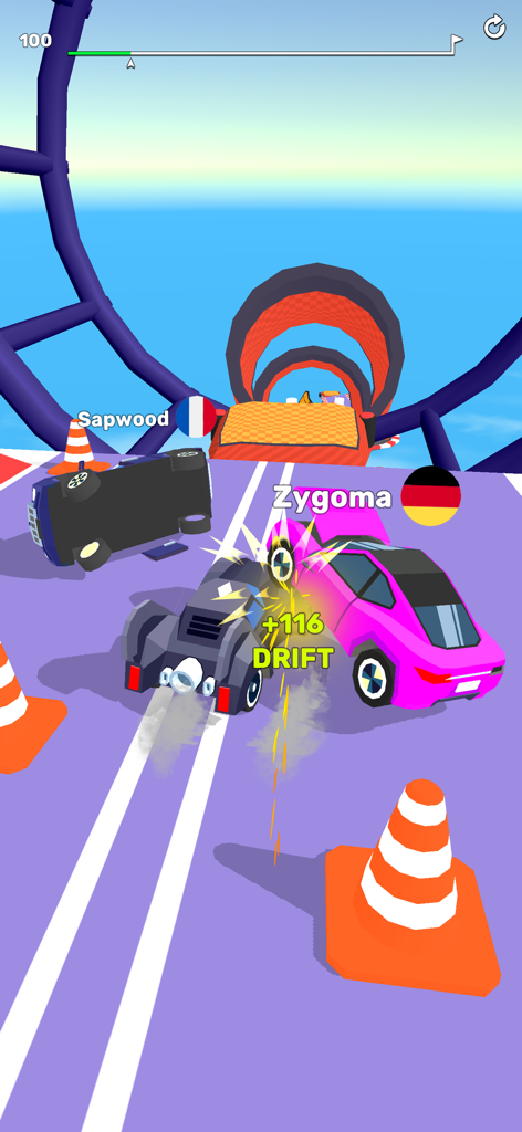 Ramp Racing 3D — Extreme Race - Extreme car racing gameplay with drifts and crashes on a ramp track.