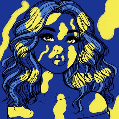 realistic girl with wavy hair and lips