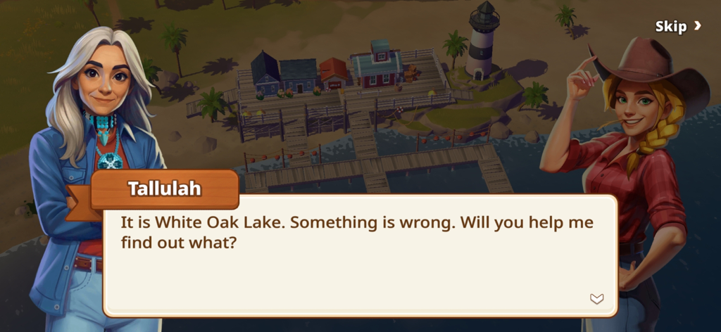 Big Farm Homestead - Tallulah pidiendo ayuda para resolver el misterio del Lago White Oak en Big Farm Homestead