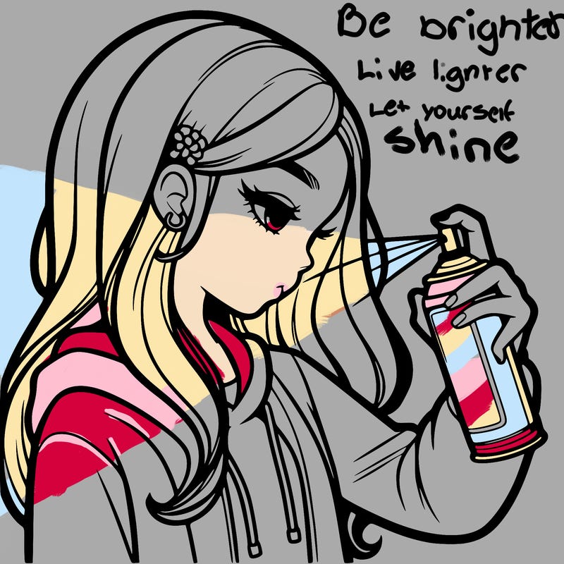 a realistic girl spray painting