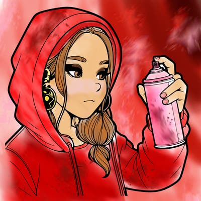 a realistic girl, spray painting