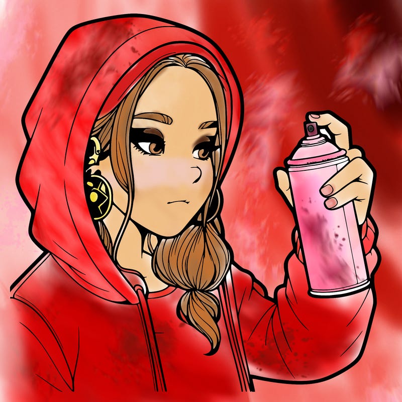 a realistic girl, spray painting