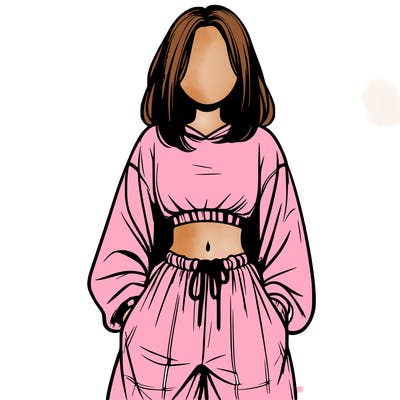 realistic girl faceless with baggy pants and a crop top