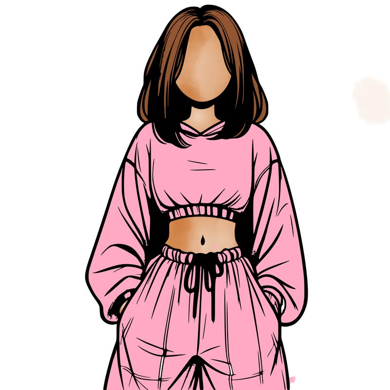 realistic girl faceless with baggy pants and a crop top