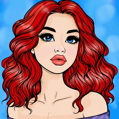 realistic girl with wavy hair and lips
