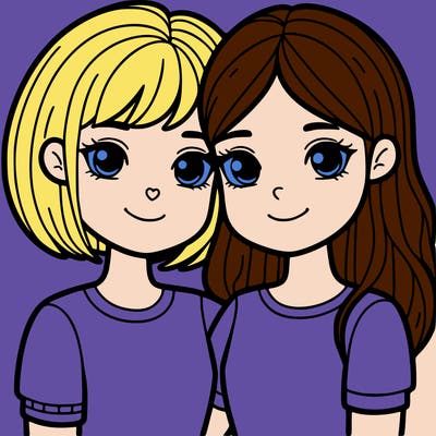 two girl best friends one with short hair one with long hair