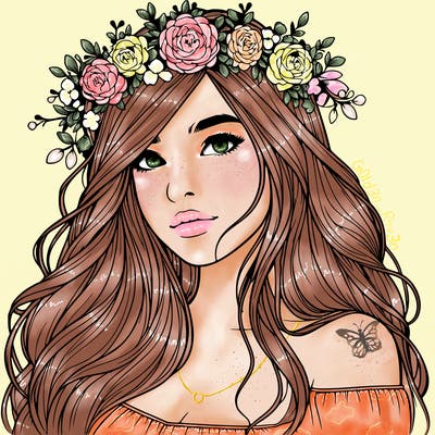 realistic girl with flower crown