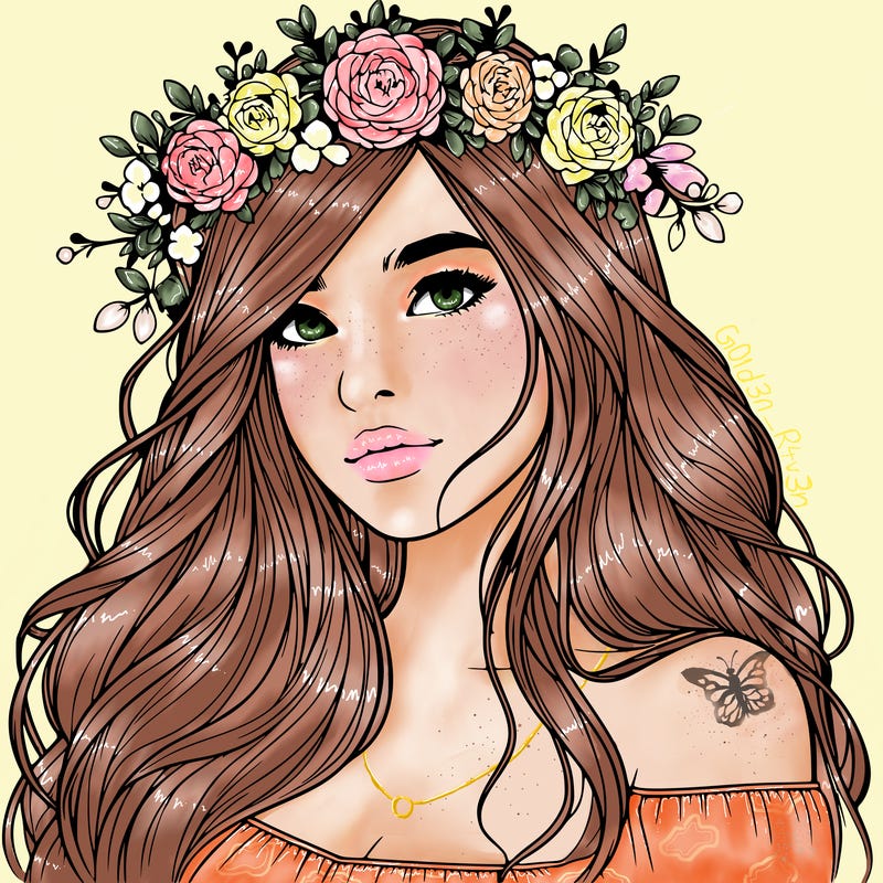 realistic girl with flower crown