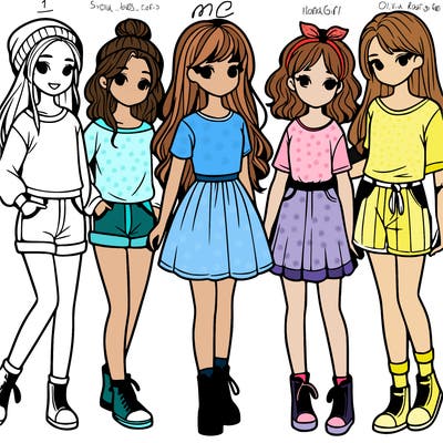 a group of five girls