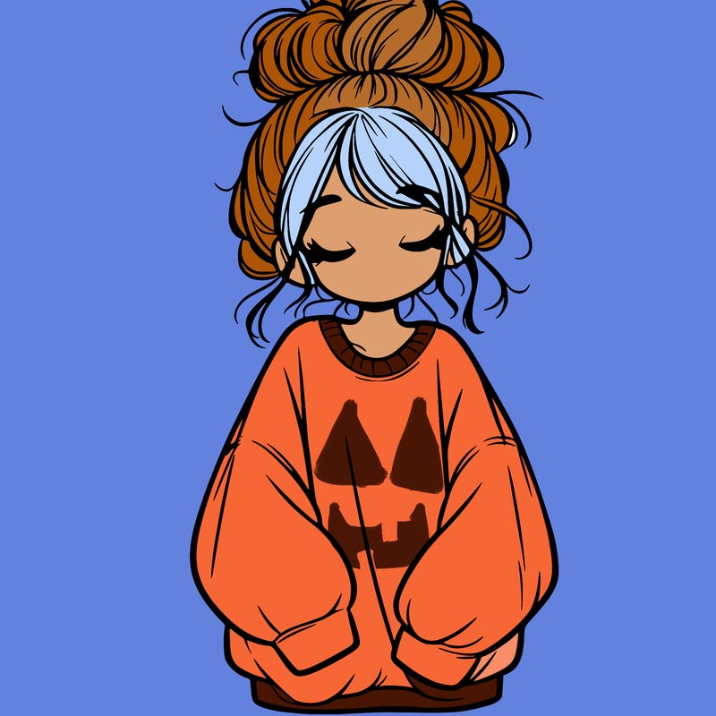 girl with baggy sweatshirt and messy bun