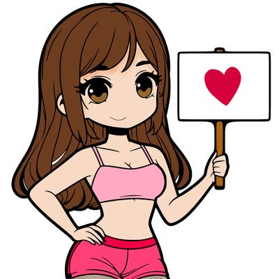 girl in a cute crop top holding a blank sign