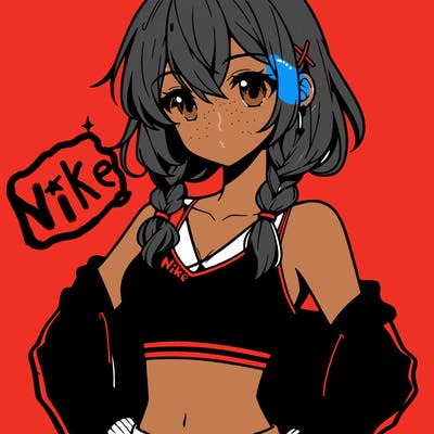 anime girl wearing crop top