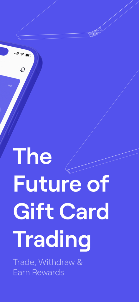 GiftCardsToNaira:Sell GiftCard - GiftCardsToNaira app screen displaying the future of gift card trading with trade withdraw and earn rewards options