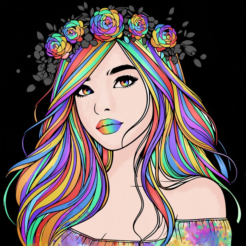 realistic girl with flower crown