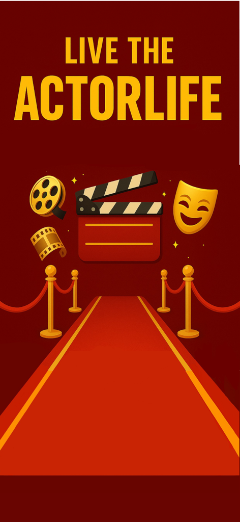 ActorLife-Actor Life Simulator - Red carpet with Hollywood icons for ActorLife simulation game