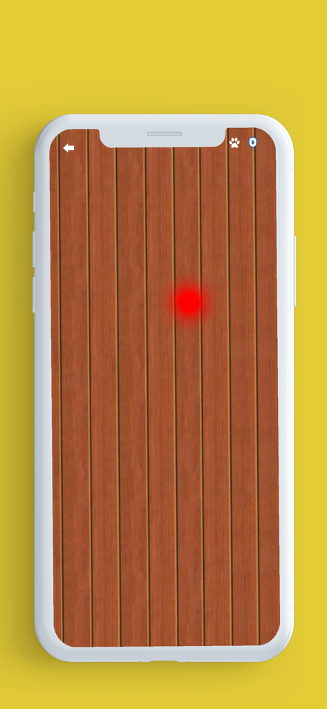 Laser Pointer for Cat - Digital red laser pointer dot on a wooden floor background within the app interface