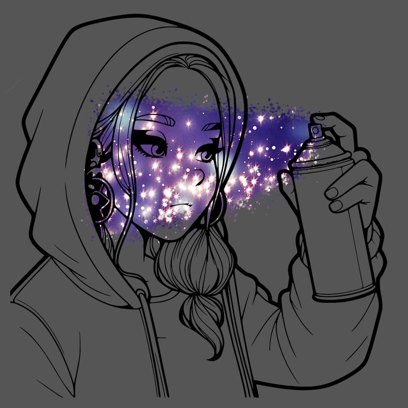 a realistic girl, spray painting