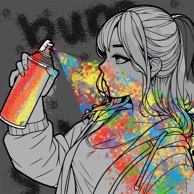 a realistic girl spray, painting