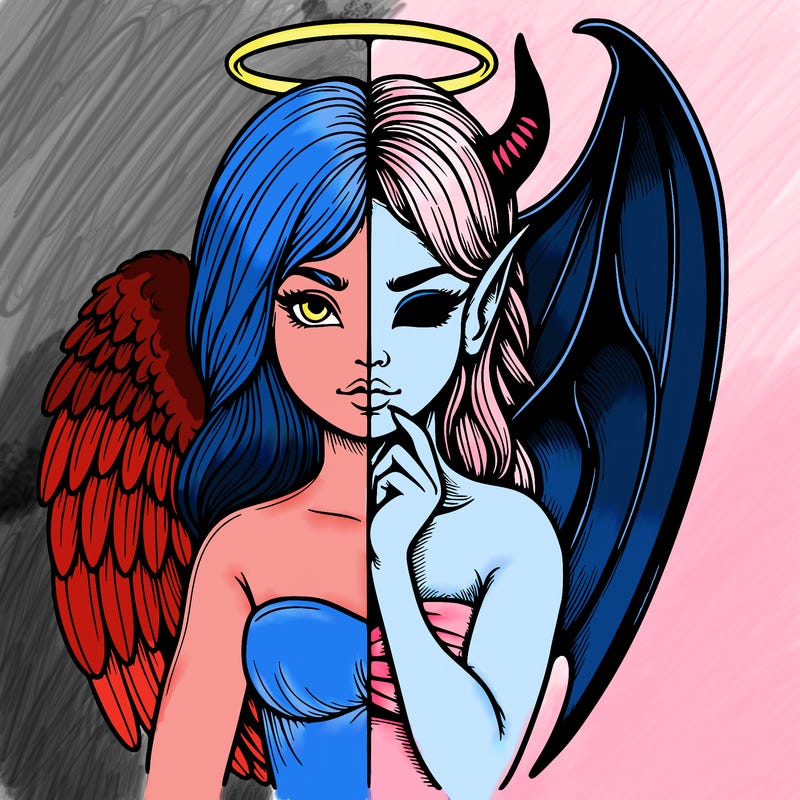 realistic angel half demon