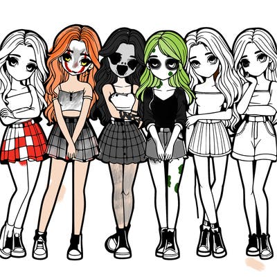 a group of girls realistic