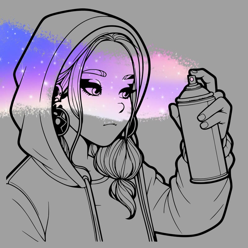 a realistic girl, spray painting