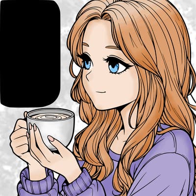 realistic girl drinking coffee